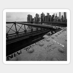 New York City You're Beautiful Brooklyn Bridge NY Black and White Sticker